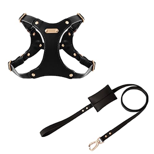 ZYTECO Hundehalsband Aus Weichem Leder Leinenanzug Verdickte Metallschnalle Verstellbare wasserdichte Geschirre,Schwarz,M ZYTECO Hundehalsband Aus Weichem Leder Leinenanzug Verdickte Metallschnalle Verstellbare wasserdichte Geschirre,Schwarz,M von ZYTECO