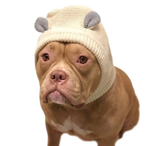 ZYTECO Warme Wintermütze Für Hunde Lärmschutz Leise Ohrenschützer Niedliche Haustiere Stirnband Mütze Mütze Für Mittelgroße Bis Große Hunde,Beige,L von ZYTECO