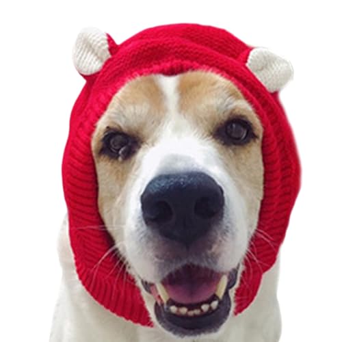 ZYTECO Warme Wintermütze Für Hunde Lärmschutz Leise Ohrenschützer Niedliche Haustiere Stirnband Mütze Mütze Für Mittelgroße Bis Große Hunde,Rot,L von ZYTECO