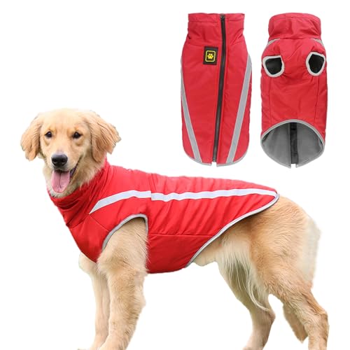 ZYTECO Warmer Hundemantel Reflektierend Wasserdicht Schneeanzug Rollkragenpullover Hundekleidung Mit Fleece Gefütterte Hundejacke Für Kaltes Wetter,Rot,4XL ZYTECO Warmer Hundemantel Reflektierend Wasserdicht Schneeanzug Rollkragenpullover Hundekleidung Mit Fleece Gefütterte Hundejacke Für Kaltes Wetter,Rot,4XL von ZYTECO