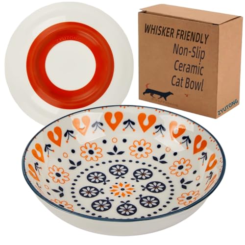 Whisker Müdigkeit Katzennapf — 5,5 Zoll Keramik Katzennäpfe Flach Katzenfutterschale Niedliche Flache Katzennapf Kleine Breite Katzenteller für Indoor-Katzen mit Silikonboden rutschfest und leise Whisker Müdigkeit Katzennapf — 5,5 Zoll Keramik Katzennäpfe Flach Katzenfutterschale Niedliche Flache Katzennapf Kleine Breite Katzenteller für Indoor-Katzen mit Silikonboden rutschfest und leise von ZYUTONG