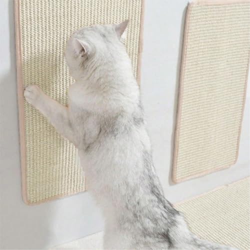 ZYYRSS Selbstklebende Kratzmatte, 40 x 30 cm, natürliches Sisal, Katzen-Wand-Kratzbaum, DIY-Kletterteppich, zuschneidbar, Katzenkratz-Möbelschutz-Pad für Wand, Couch (30 x 40 cm) von ZYYRSS