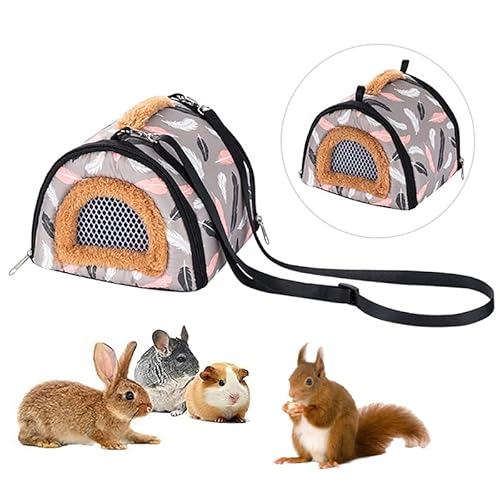 ZYYRSS Tragbare Kleine Tiere Tragetasche, Ratten Zucker Gleiter Kleine Meerschweinchen Ratte Chinchillas Hamster Igel Tragetasche Tasche für Outdoor Reisen, Atmungsaktive hängende Tragetasche (Grau) von ZYYRSS