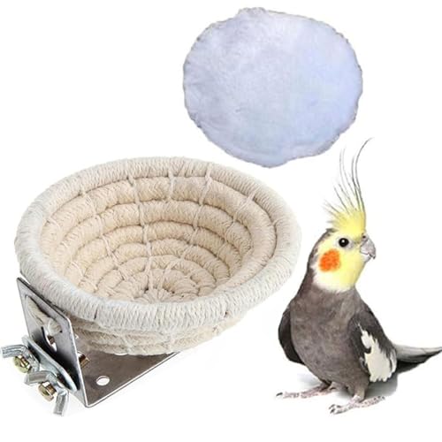 ZYYRSS Vogelnest, natürlich, handgefertigt, Seil, gewebt, Eierkäfig mit warmer, bequemer Matte für Kanarienvögel, Finken, Wellensittiche, Vogelzucht, Nest, Haus, Käfigzubehör (Baumwolle) von ZYYRSS