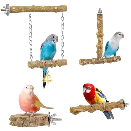 ZYYRSS Vogelsitzstangen, 4 Stück Naturholz Vögel Ständer Ast, Vogelstange Kaustab Käfig Zubehör Sets für Aras, kleine Sittiche, Sittiche, Wellensittiche, Finken ZYYRSS Vogelsitzstangen, 4 Stück Naturholz Vögel Ständer Ast, Vogelstange Kaustab Käfig Zubehör Sets für Aras, kleine Sittiche, Sittiche, Wellensittiche, Finken von ZYYRSS