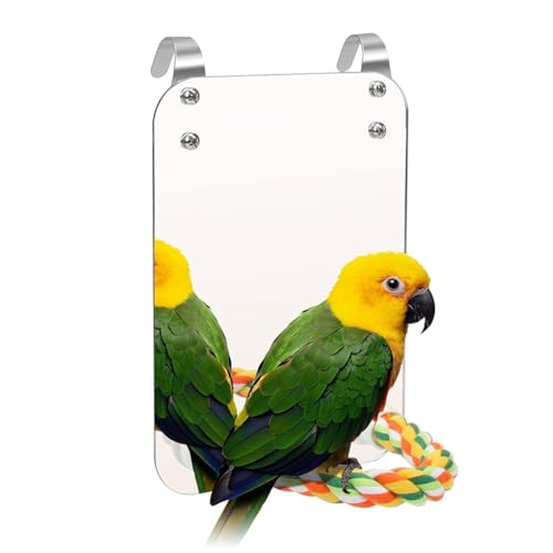 ZYYRSS Vogelspiegel mit Seilsitzstange, Nymphensittich-Spiegel für Käfig, Vogelspielzeug, Schaukel, Papageienkäfig, Spielzeug für Sittiche, Kakadu, Nymphensittiche, Sittiche, Sittiche, Sittiche von ZYYRSS