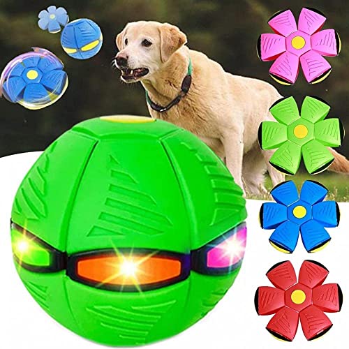 ZZAFDZ Fliegende Untertassenkugel für Haustiere【Explosiver Stil】 Magische Fliegende Untertassenkugel, lichtemittierende Belüftungsstampfkugel für Hunde und Erwachsene Katzen,Three Lights,Green von ZZAFDZ