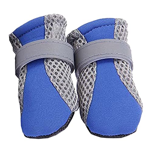 ZZDH Hundeschuhe Pfotenschutz Hundeschuhe Atmungsaktive Bequeme Waschbar Universal rutschfeste Haustierschuh Hund Hundestiefel wasserdichte Breathable (Color : Blue, Size : S) von ZZDH