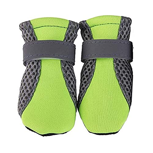 ZZDH Hundeschuhe Pfotenschutz Hundeschuhe Atmungsaktive Bequeme Waschbar Universal rutschfeste Haustierschuh Hund Hundestiefel wasserdichte Breathable (Color : Green, Size : L) von ZZDH