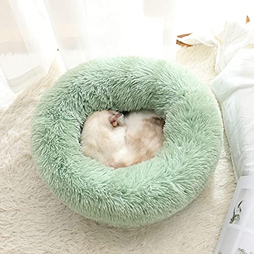 ZZDXL Katzenbett Waschbar Flauschig Minzgrün Hundebett Donut Gemütliches Haustierbett Waschbar, Soothing Bed Dog(50cm) von ZZDXL