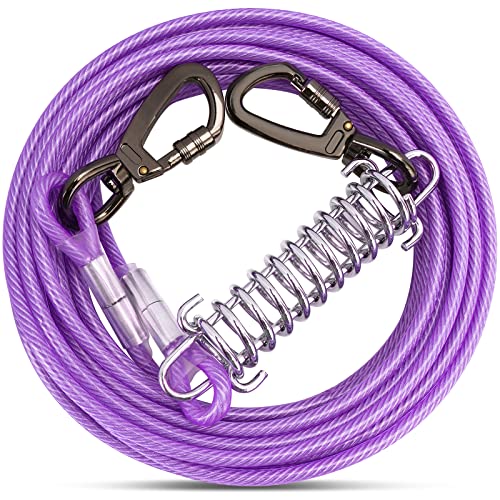 Hunde-Kabel, mit Feder, abschließbar, strapazierfähig, für den Außenbereich, für Hof, Camping, für Hunde bis zu 227 kg, Violett von ZZOHAA