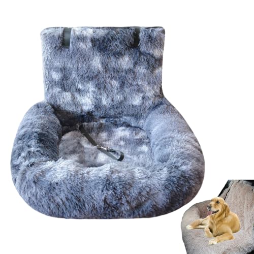 Hundeautositz mit dickem Kissen Reisebett für Haustiere mit Sicherheitsgurt Autositz-Hundebett für große und kleine Hunde (Tie-Dye Dunkelgrau, Mittel) von ZZPXMY