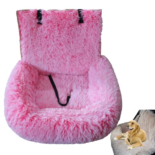 Hundeautositz mit dickem Kissen Reisebett für Haustiere mit Sicherheitsgurt Autositz-Hundebett für große und kleine Hunde (Verlauf Rosa, Extra Groß) von ZZPXMY