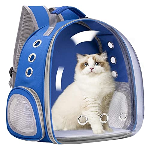 ZZSRJ Haustier Katze Rucksack Katze Tasche Tragbare Katze Rucksack Outdoor Reise Transparent Pet Rucksack (Color : Blue) von ZZSRJ