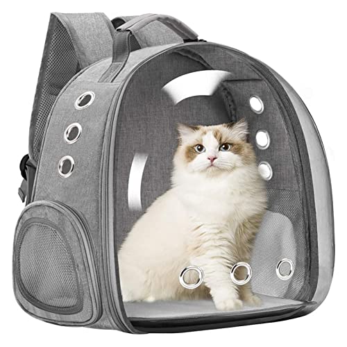 ZZSRJ Haustier Katze Rucksack Katze Tasche Tragbare Katze Rucksack Outdoor Reise Transparent Pet Rucksack (Color : Grey) von ZZSRJ