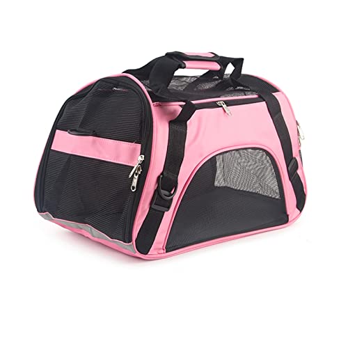 ZZSRJ Tragbare Rückenbeutel Mesh Haustier Handtasche Reisezelt Rückenbeutel Kleine Hund zusammenklappbare Tierbeutel Weiche Oberfläche (Color : Pink, Größe : M) von ZZSRJ