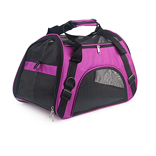 ZZSRJ Tragbare Rückenbeutel Mesh Haustier Handtasche Reisezelt Rückenbeutel Kleine Hund zusammenklappbare Tierbeutel Weiche Oberfläche (Color : Purple, Größe : L) von ZZSRJ