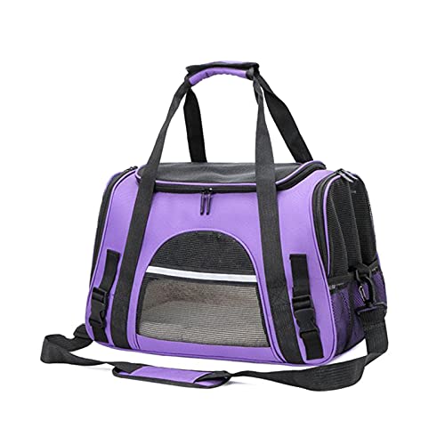 ZZSRJ Weiche Haustier Tragetasche Tragbare Faltbare Tasche Katze und Hund Tragetasche Reise Haustier Tragetasche Gürtel (Color : Purple, Größe : 28 * 45 * 43cm) von ZZSRJ