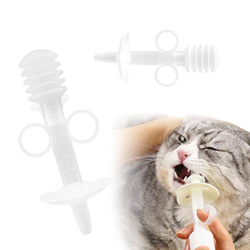 ZZWLIY Wiederverwendbarer Haustier-Schnuller-Spritzen-Futterspender Medikamenten-Futterspender mit Messbecher Haustier-Pillen-Flüssigkeits-Fütterungsspender für Hunde, Welpen, Katzen, Kätzchen (weiß) von ZZWLIY