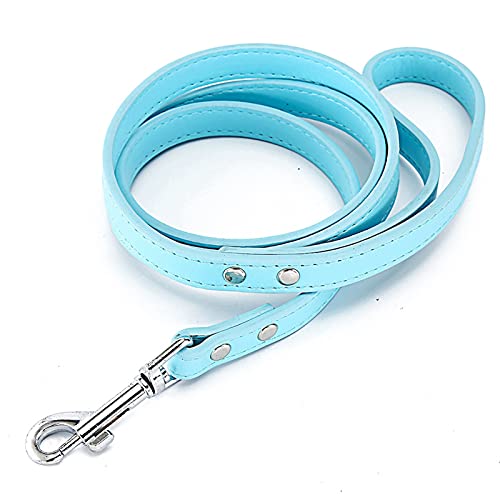 ZZYQDRTT Lederleine für Hunde - Stilvolle und langlebige Haustierleine für Hunde Aller Größen - Ideale Seilleine für große, mittlere und kleine Hunde - Leuchtend Blaue Farbe - Länge: 120cm von ZZYQDRTT