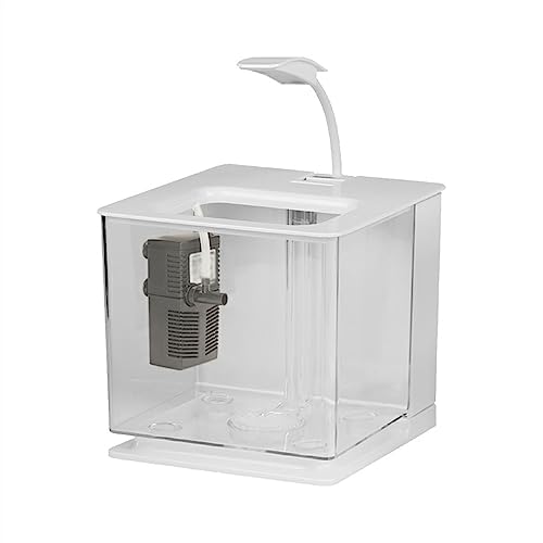Fischschale Aquarium Hochtransparentes Acryl-Desktop Kleines Aquarium Wohnzimmer Kleines Goldfisch-Kampffischbecken Bürodekoration Zierfischbecken Aquarium für(Weiß) von ZZlei2yu-12