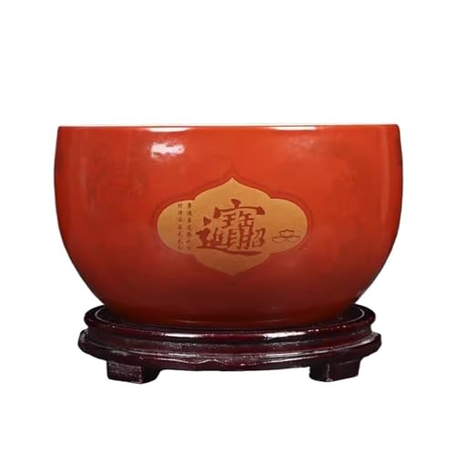 Fischschale Treasure Bowl Ceramic Fortune Fish Tank Desktop Ceramic Small Treasure Bowl Turtle Feeding Bowl Aquarium für(Red,29x18cm) von ZZlei2yu-12