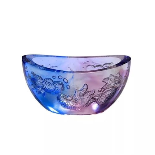 Fischschale Yuanbao-Modellierung im chinesischen Stil, glasiertes Aquarium, Schatzschale, Ornamente, kleiner Weinkühler for das Wohnzimmer zu Hause, Eingang, Feng Shui, Dekoration zur Anziehung von Re von ZZlei2yu-12