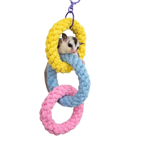 Zahoken Schaukelspielzeug Für Gleitbeutler,Klettertoy Mit DREI Ringen Für Kleinsäuger - Bereicherung Schaukel Kletter Spielplatz Für Eichhörnchen Frettchen Hamster Chinchilla von Zahoken
