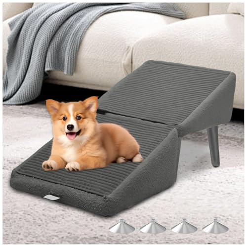 Hundehocker, 2-in-1 Faltbare Tragbarer Hunde Treppen Bett, Hundetreppe Für Kleine Hunde für Katzen Und Welpen,Gray von ZaiZaiSMao