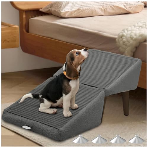 Hundehocker, 2-in-1 Faltbare Tragbarer Hundetreppe, Treppe Hund für Sofa Betten,Gray von ZaiZaiSMao
