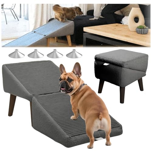 Hundehocker, 2-in-1 Faltbare Tragbarer Hundetreppe Sofa, Hunderampe für Bett Sofa,Gray von ZaiZaiSMao