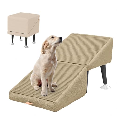 Hundehocker, Tragbarer, Rutschfestem Hunde Treppe, Hundetreppe für Bett Sofa,beige von ZaiZaiSMao