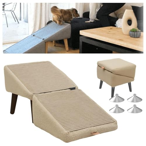 Hundehocker, Tragbarer, Rutschfestem Hundetreppe Für Kleine Hunde, Hunde Treppen Bett für Bett, Sofa und Auto,beige von ZaiZaiSMao