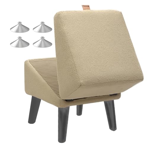 Hundehocker, Tragbarer, Rutschfestem Hundetreppe Klappbar, Hunderampe Bett für Katzen Und Welpen,beige von ZaiZaiSMao