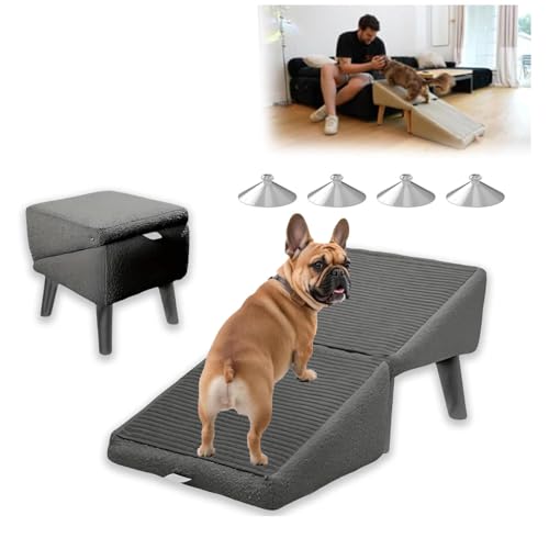 Hunderampe Sofa, 2-in-1 Faltbare Tragbarer Hundetreppe Für Kleine Hunde, Hundetreppe Bett für Bett Sofa,Gray von ZaiZaiSMao