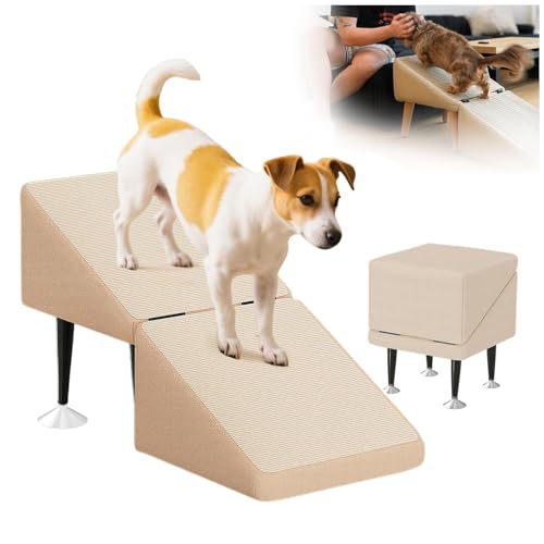 Hunderampe Sofa, 2-in-1 Faltbare Tragbarer Treppe Für Hunde, Hundetreppe für Bett Sofa,beige von ZaiZaiSMao
