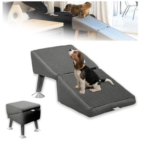 Hundetreppe Bett, 2-in-1 Faltbare Tragbarer Hundetreppe Sofa, Hunderampe für Bett Sofa,Gray von ZaiZaiSMao