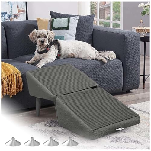 Hundetreppe Bett, Tragbarer, Rutschfestem Hundehocker, Hundetreppe Klappbar für Katzen Und Welpen,Gray von ZaiZaiSMao