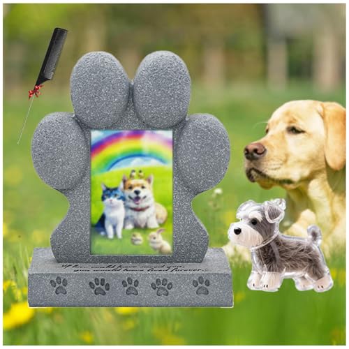ZaiZaiSMao Gedenkstein Hund mit Hundehaar-Sammler, Andenken Katze mit Tierhaarsammler und Fotodisplay Erinnerung Katze Andenken für Hunde Katze von ZaiZaiSMao