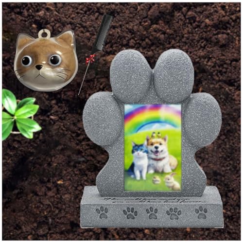 ZaiZaiSMao Gedenkstein Hund und Hundehaar-Anhänger, Andenken an Verstorbene Katze mit Tierhaarsammler und Fotodisplay Erinnerung Hund für Tierbesitzer von ZaiZaiSMao