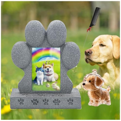 ZaiZaiSMao Gedenkstein Katze mit Schlüsselanhänger, Andenken an Verstorbenen Hund mit Tierhaarsammler und Fotodisplay Erinnerung Hund Gedenkgeschenk für Tierliebhaber ZaiZaiSMao Gedenkstein Katze mit Schlüsselanhänger, Andenken an Verstorbenen Hund mit Tierhaarsammler und Fotodisplay Erinnerung Hund Gedenkgeschenk für Tierliebhaber von ZaiZaiSMao