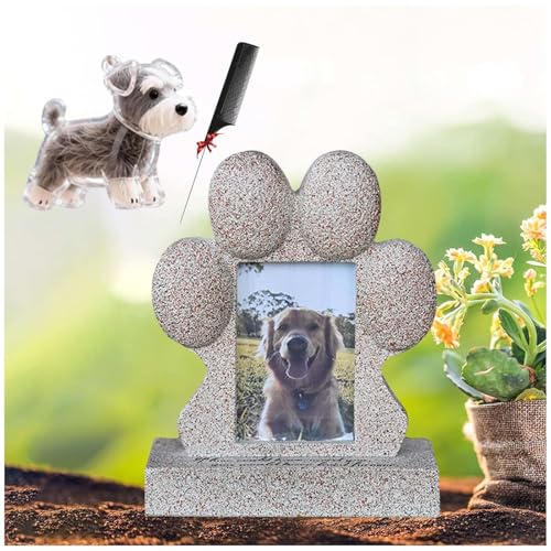 ZaiZaiSMao Gedenkstein Katze und Tierhaar Anhänger, Grabstein Hund Für Draußen mit Tierhaarsammler und Fotodisplay Erinnerung Hund Andenken für Hunde Katze von ZaiZaiSMao