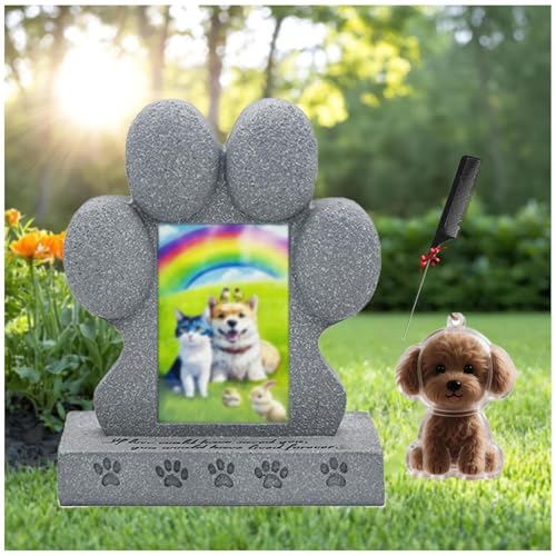 ZaiZaiSMao Gedenktafel Hund mit Schlüsselanhänger, Hunde Grabstein mit Fotorahmen-Einschub und Tierhaarsammler Gedenkstein Hund Gedenkgeschenk für Tierliebhaber ZaiZaiSMao Gedenktafel Hund mit Schlüsselanhänger, Hunde Grabstein mit Fotorahmen-Einschub und Tierhaarsammler Gedenkstein Hund Gedenkgeschenk für Tierliebhaber von ZaiZaiSMao