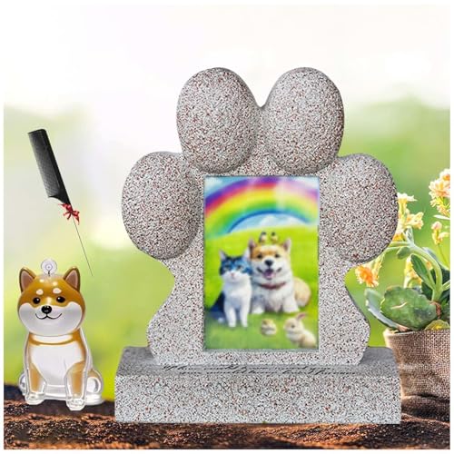 ZaiZaiSMao Gedenktafel Hund und Tierhaar Anhänger, Grabstein Hund mit Fotorahmen-Einschub und Tierhaarsammler Hunde Grabstein für Tierbesitzer von ZaiZaiSMao