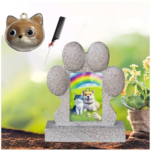 ZaiZaiSMao Gedenktafel Hund und Tierhaar Erinnerung, Gedenkstein Hund mit Tierhaarsammler und Fotodisplay Grabschmuck Hund für Tierbesitzer,Gold-D von ZaiZaiSMao