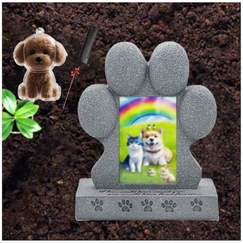 ZaiZaiSMao Gedenktafel Hund und Tierhaar Erinnerung, Gedenktafel Hund mit Tierhaarsammler und Fotodisplay Gedenkstein Hund für Katze Trauer Geschenk von ZaiZaiSMao