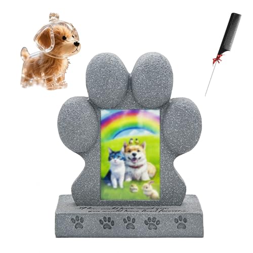 ZaiZaiSMao Grabstein Hund mit Schlüsselanhänger, Grabstein Hund mit Fotorahmen-Einschub und Tierhaarsammler Grabschmuck Hund Andenken für Hunde Katze ZaiZaiSMao Grabstein Hund mit Schlüsselanhänger, Grabstein Hund mit Fotorahmen-Einschub und Tierhaarsammler Grabschmuck Hund Andenken für Hunde Katze von ZaiZaiSMao