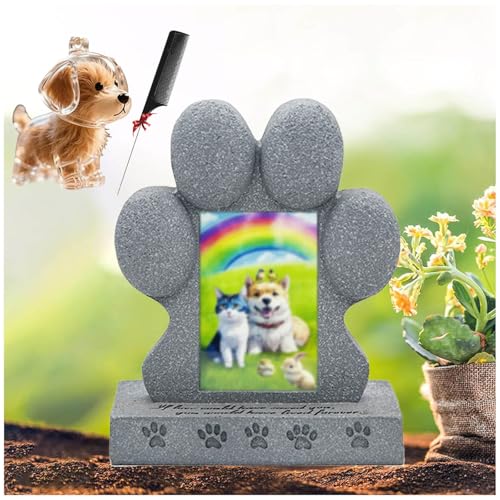 ZaiZaiSMao Grabstein Hund mit Schlüsselanhänger, Grabstein Katze mit Fotorahmen-Einschub und Tierhaarsammler Grabstein Katze für Tierbesitzer ZaiZaiSMao Grabstein Hund mit Schlüsselanhänger, Grabstein Katze mit Fotorahmen-Einschub und Tierhaarsammler Grabstein Katze für Tierbesitzer von ZaiZaiSMao
