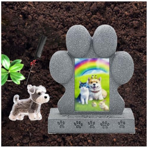 ZaiZaiSMao Grabstein Katze und Hundehaar-Anhänger, Andenken Katze mit Tierhaarsammler und Fotodisplay Erinnerung Hund Andenken für Hunde Katze von ZaiZaiSMao