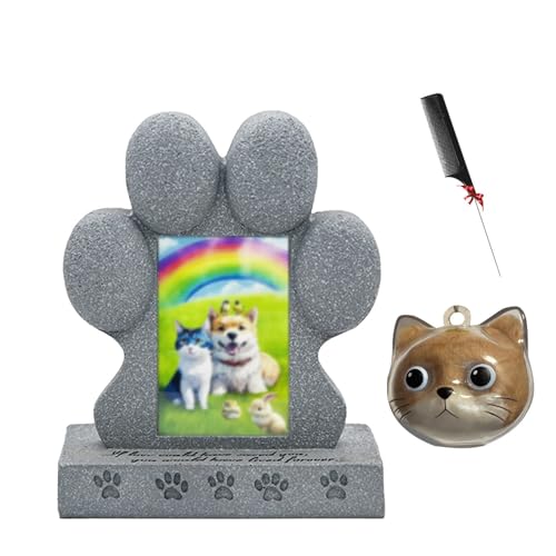 ZaiZaiSMao Grabstein Katze und Hundehaar-Anhänger, Tiergrabstein mit Tierhaarsammler und Fotodisplay Grabstein Hund Erinnerung an verstorbene Haustiere von ZaiZaiSMao